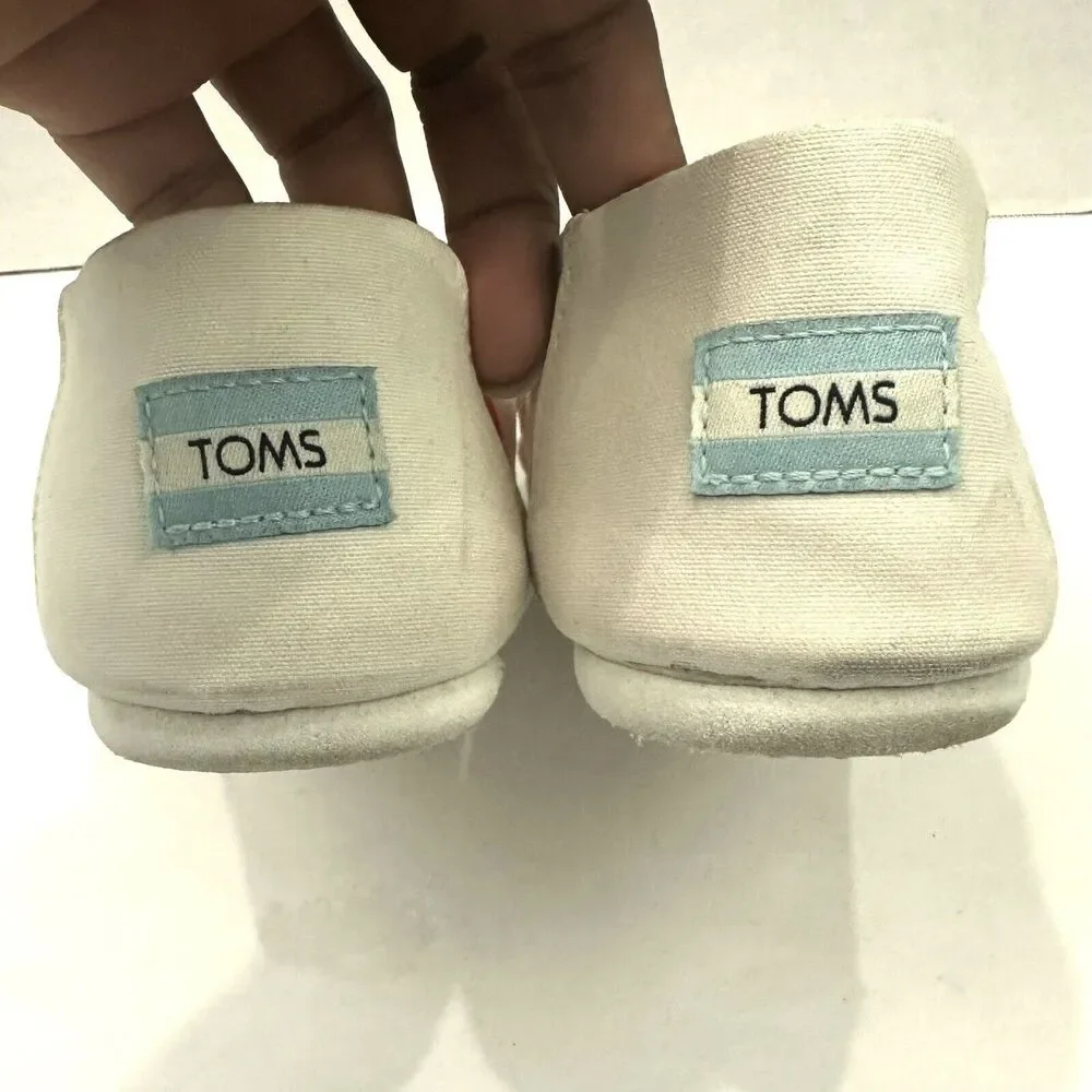 Toms Flats Womens 8.5 Pink & White Polka Dot Classic Alpargata Espadrille Casual